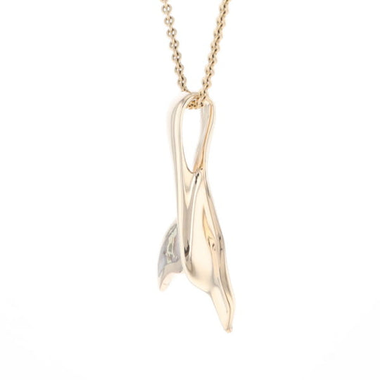 Whale Tail Natural Gold Quartz Single Side Inlaid Pendant