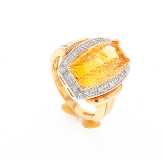 Fancy Cut Citrine Diamond Halo Ring