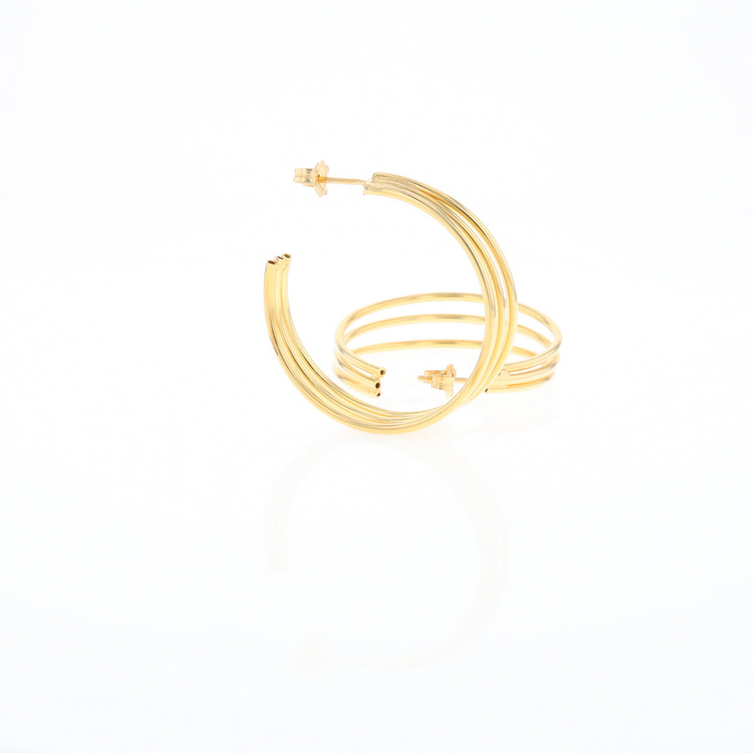 Three Bar Gold Hoop Earrings