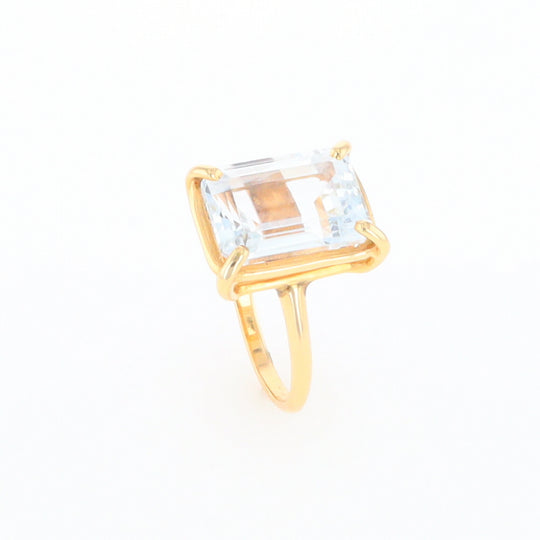 Emerald Cut Blue Topaz Ring