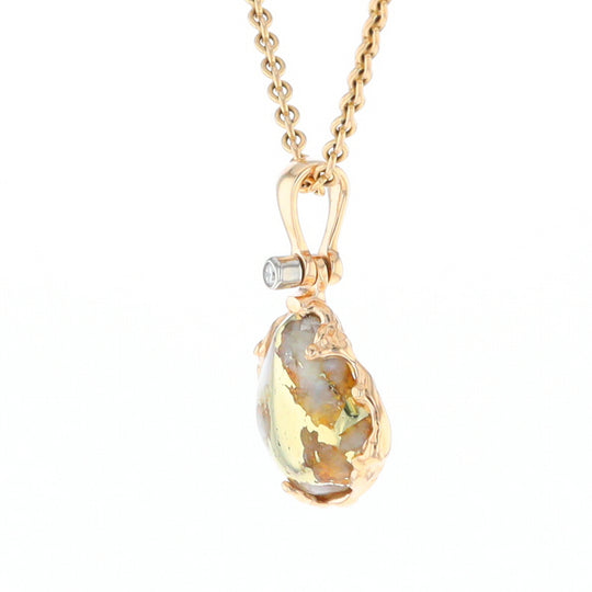 Gold Quartz Freeform Pendant