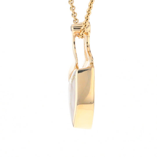 Gold Quartz Triangulare Inlaid Pendant with Diamond Accent