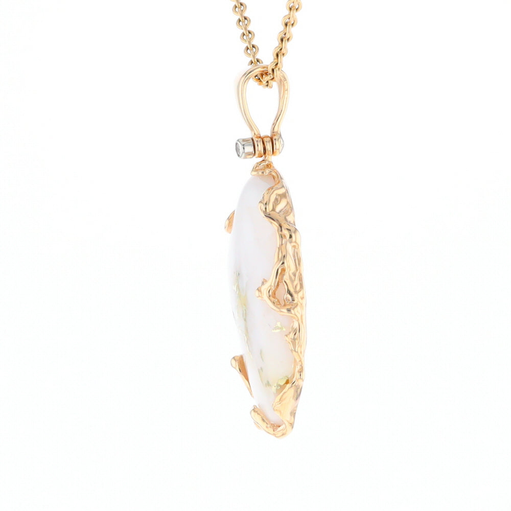 Gold Quartz Freeform Pendant