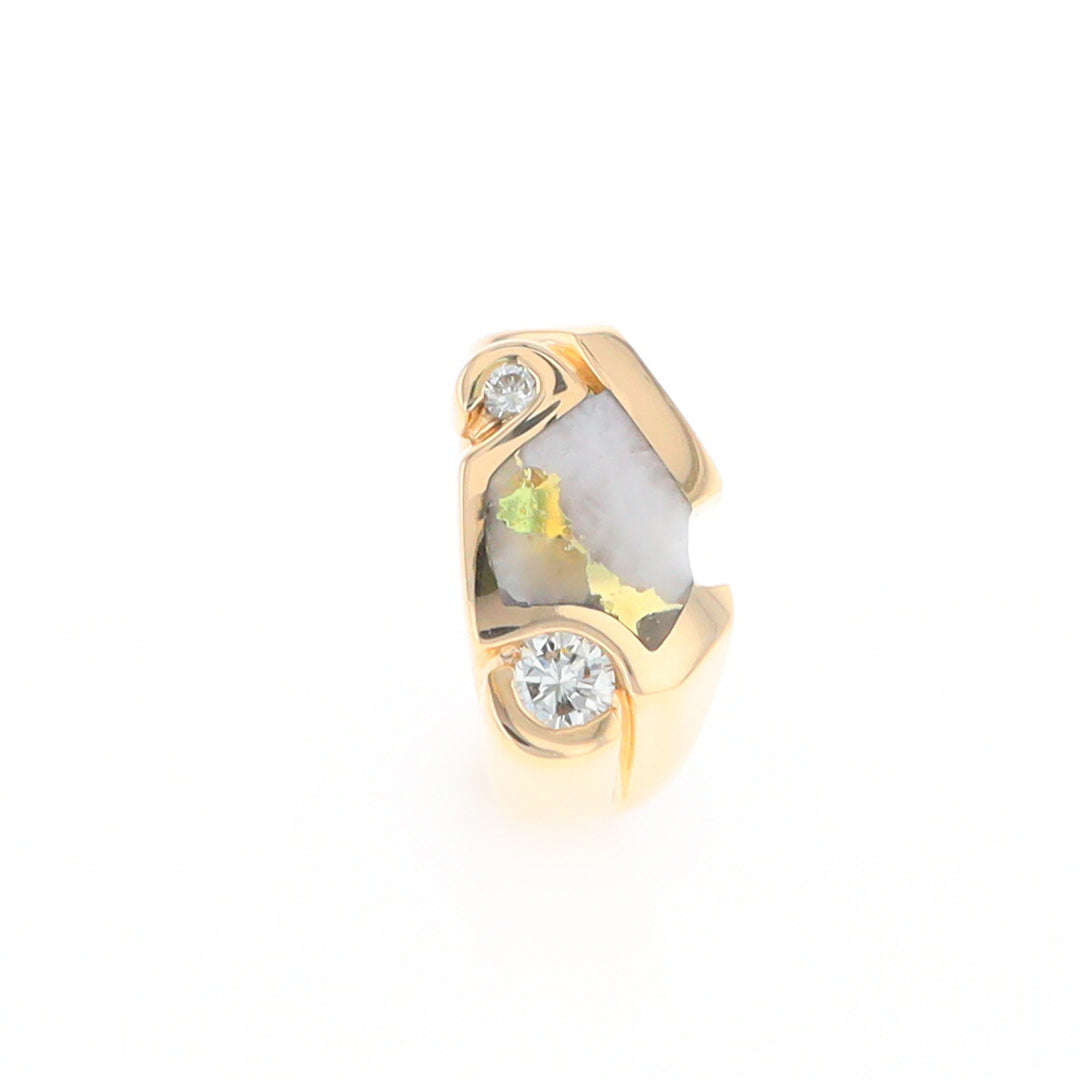 Gold Quartz Ring Geometric Shape Inlaid with 0.30ctw Round Diamonds