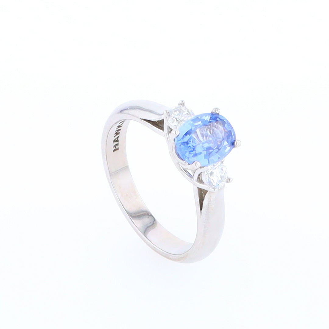 Ceylon Sapphire Three-Stone Trellis Ring