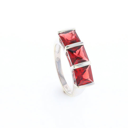 Three Square Garnet Ring