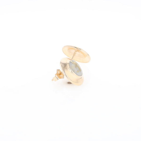 Superior Quality Gold Quartz Inlaid Circle Stud Earrings