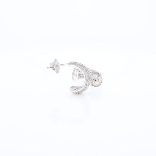 Diamond Half Hoop Stud Earrings