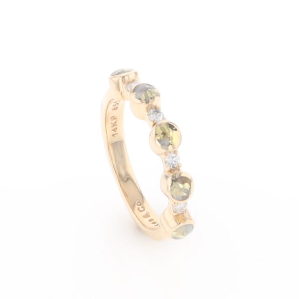 Gold Quartz Circle Inlay Wedding Band - G2