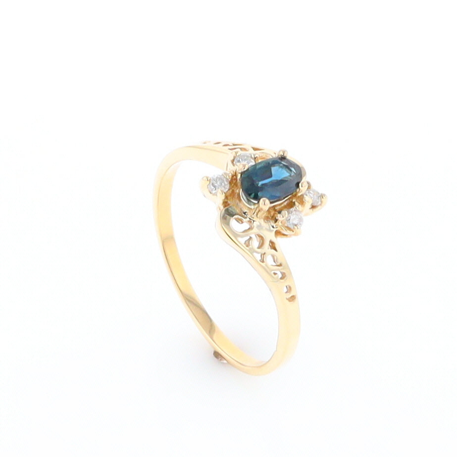 Oval Sapphire Diamond Bypass Ring