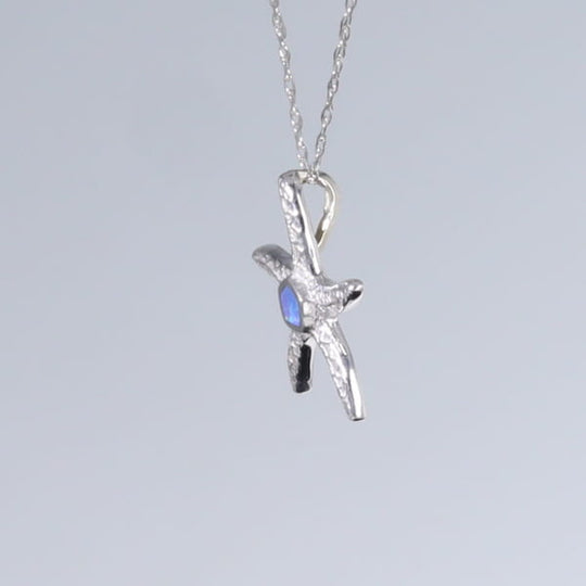 Opal Pendant Inlaid Realistic Star Fish Design