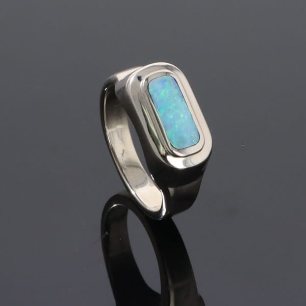 Opal Rings Rectangle Inlaid Design Lady's Ring