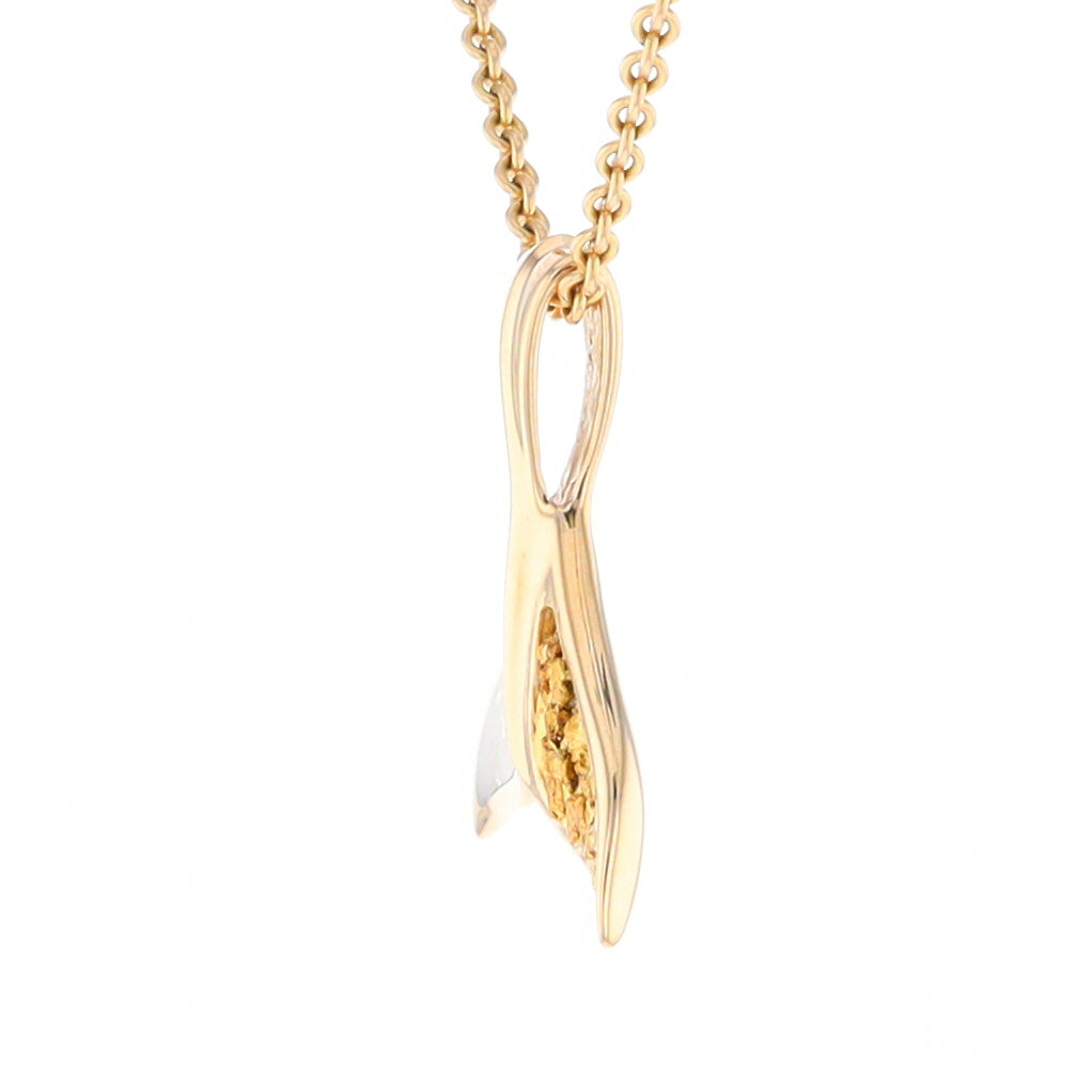 Whale Tail Necklaces Natural Gold Quartz and Nuggets Inlaid Pendant