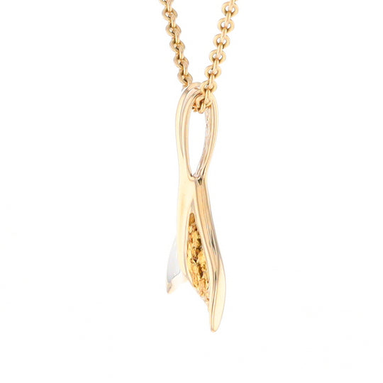 Whale Tail Necklaces Natural Gold Quartz and Nuggets Inlaid Pendant