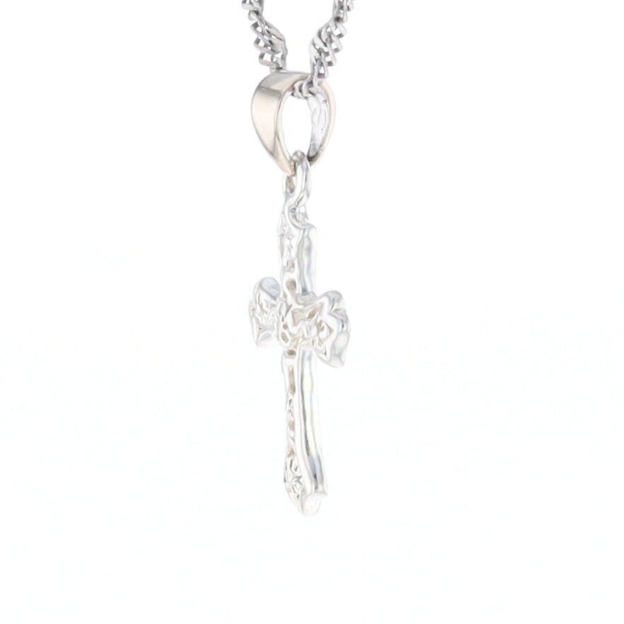 Sterling Silver Flower Cross Pendant