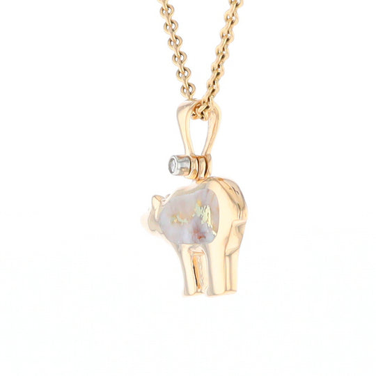 Gold Quartz Inlaid Polar Bear Pendant