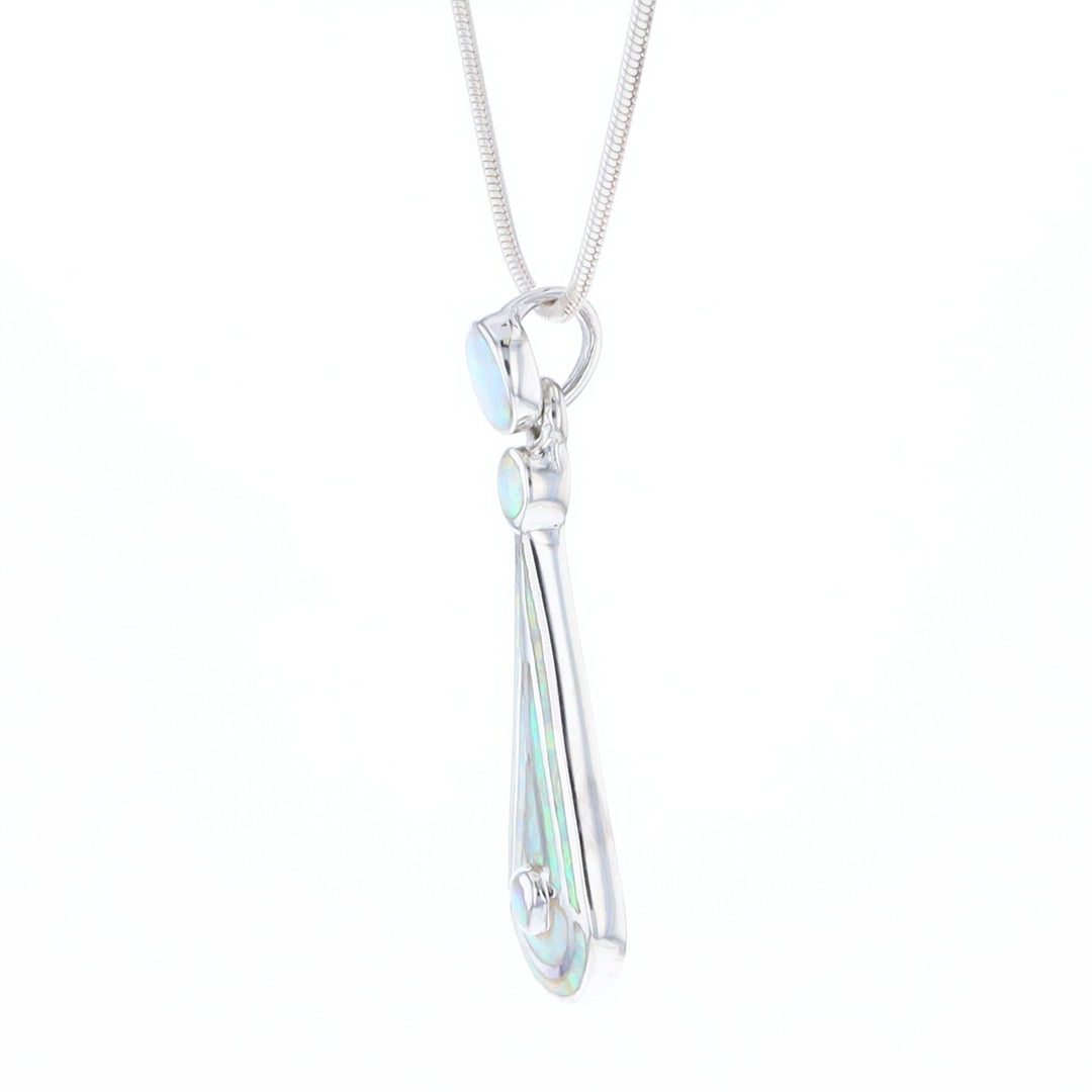 Teardrop Simulated Opal Inlay Necklace