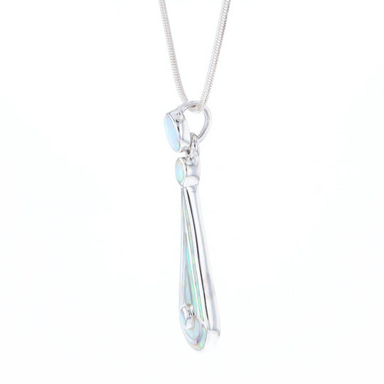 Teardrop Simulated Opal Inlay Necklace