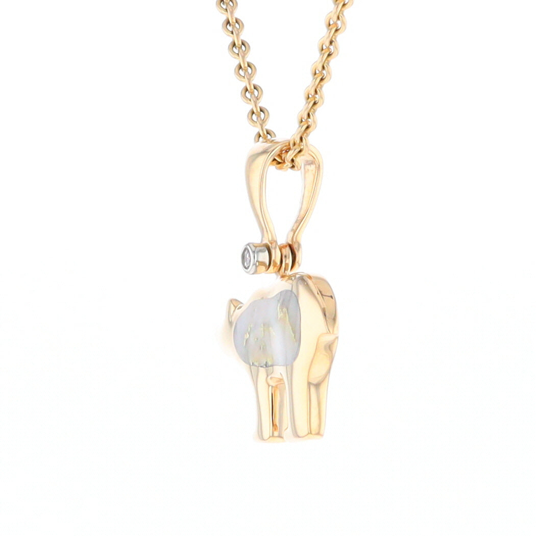 Gold Quartz Inlaid Polar Bear Pendant