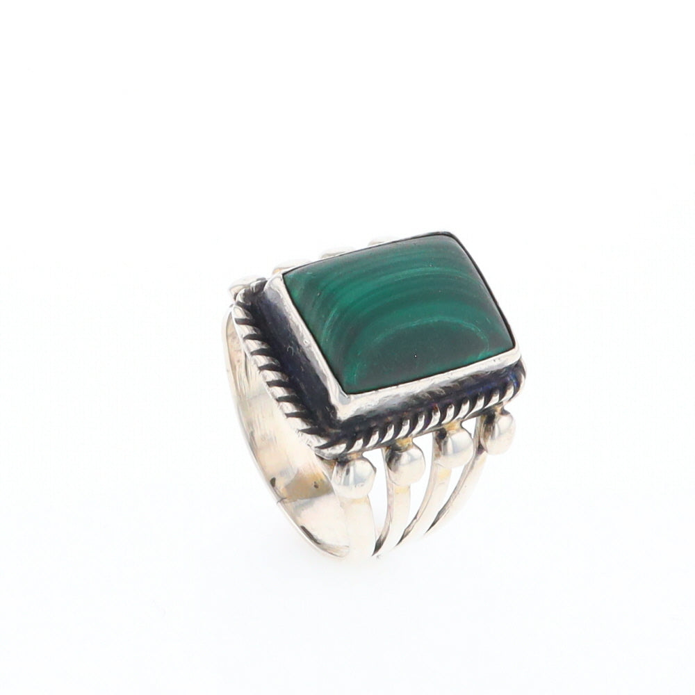 Native Rectangle Malachite Ring