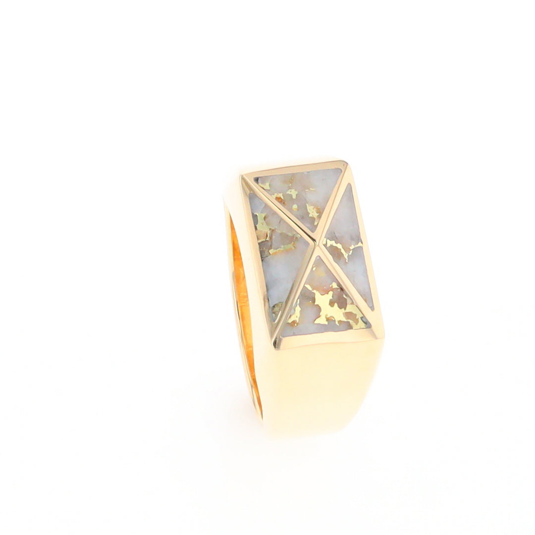 Four Section Gold Quartz Inlaid Men's Ring G2