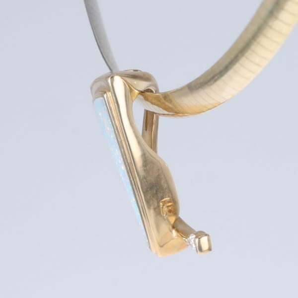 Opal Pendant Triangle Inlaid Design with .06ct Round Diamond
