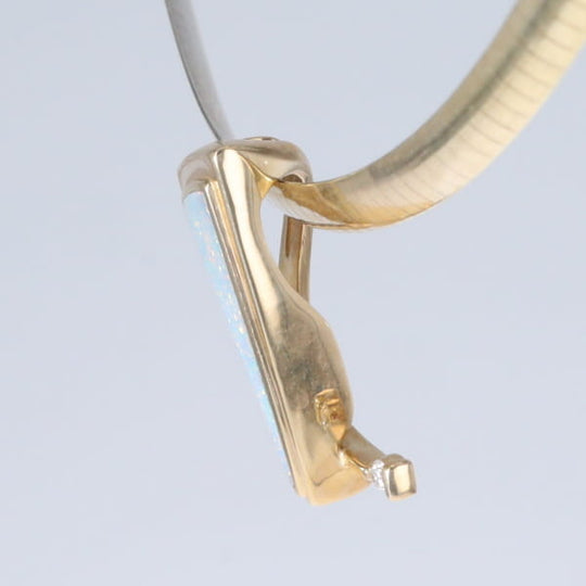 Opal Pendant Triangle Inlaid Design with .06ct Round Diamond