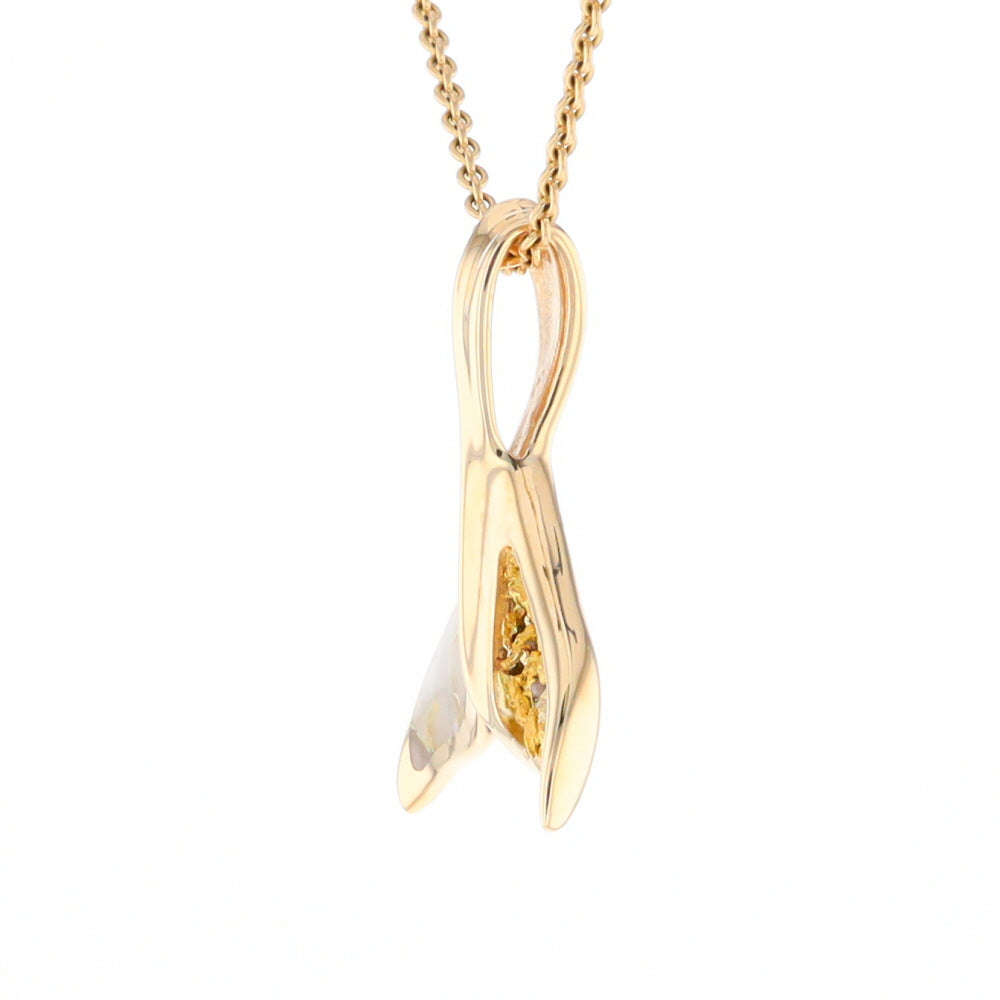 Whale Tail Necklaces Natural Gold Quartz and Nuggets Inlaid Pendant