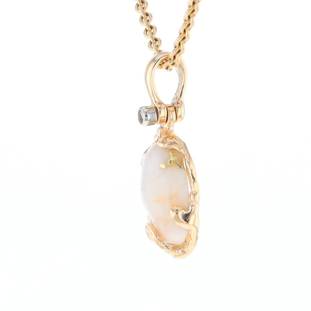 Gold Quartz Free Form Pendant