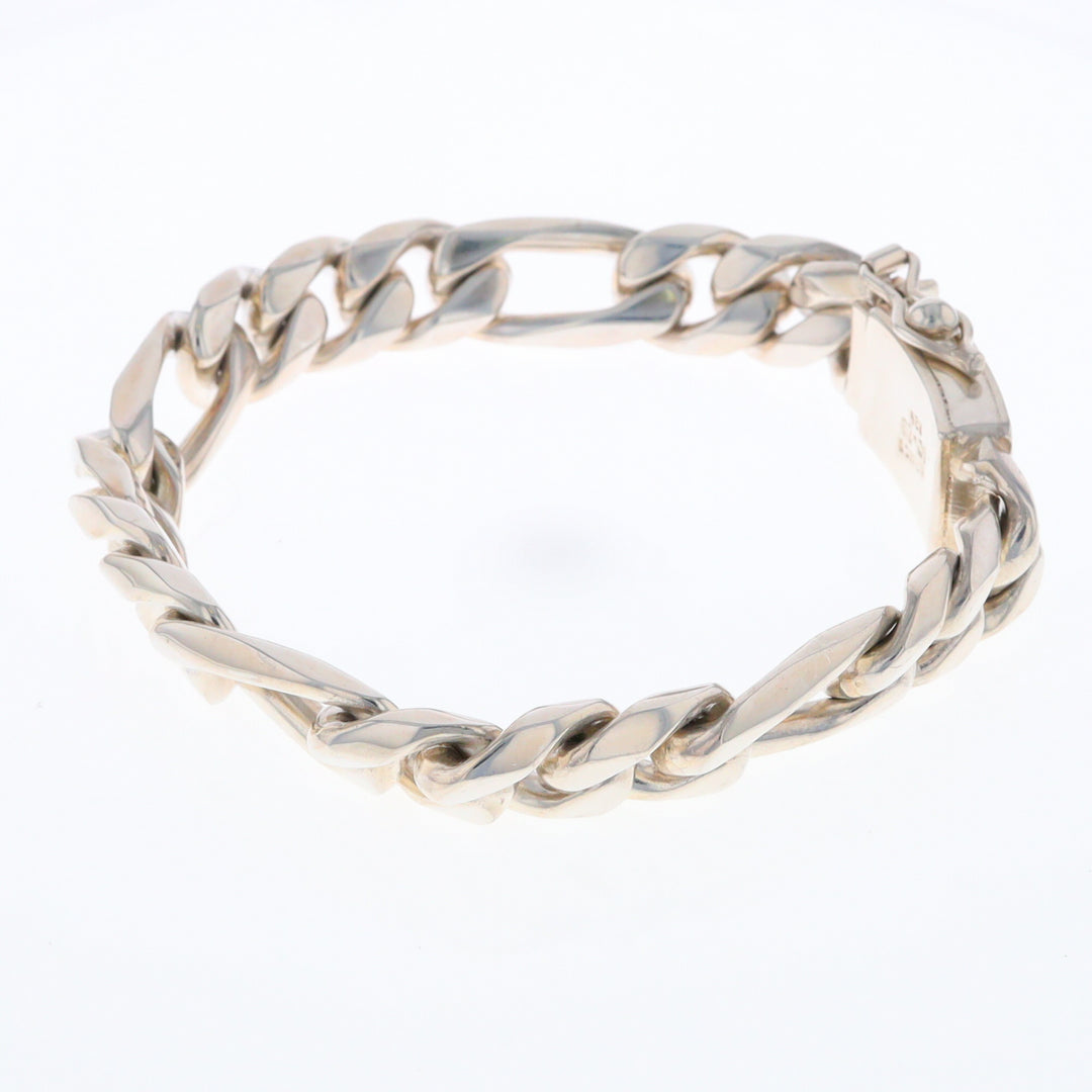 Sterling Silver Wide Figaro Bracelet