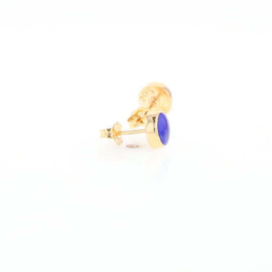 Lapis 6mm Round Inlaid Earrings