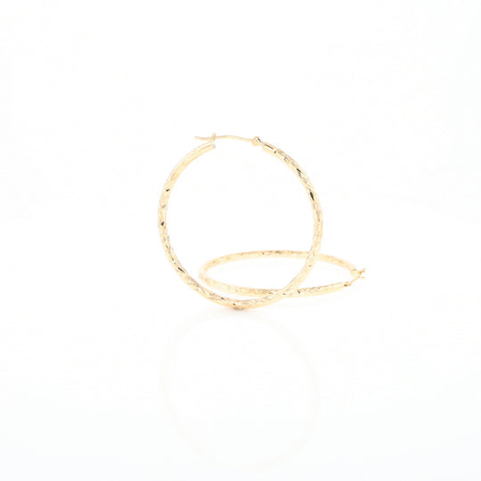 Textured Hollow Diamond Cut Hoop Earrings