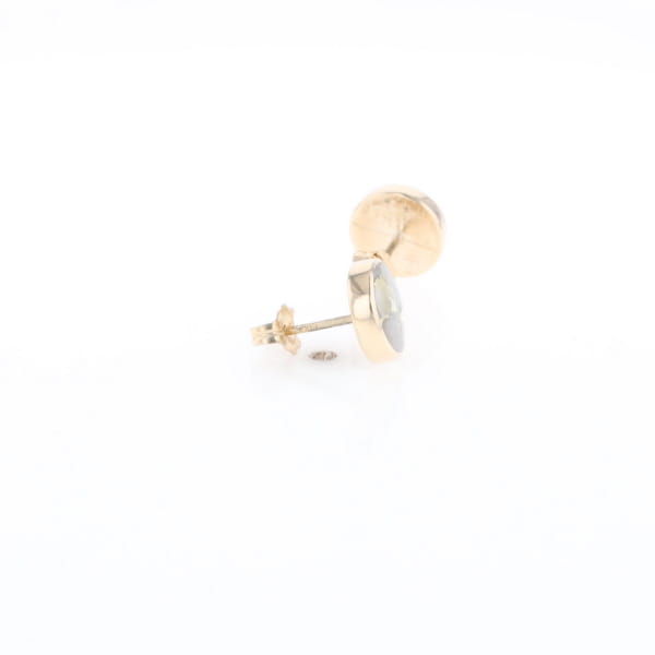 Gold Quartz Earrings 9mm Round Inlaid Studs - G2