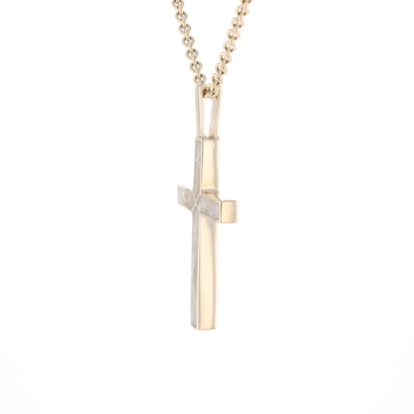 Gold Quartz Pendant 4 Section Inlaid Cross Pendant
