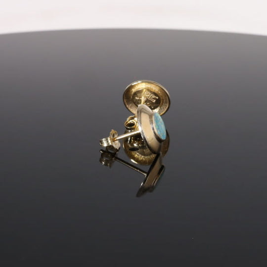 Opal Earrings Round Inlaid Design Studs