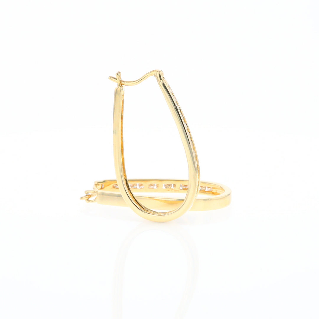 U-Shaped Channel Set Diamond Hoop Earrings