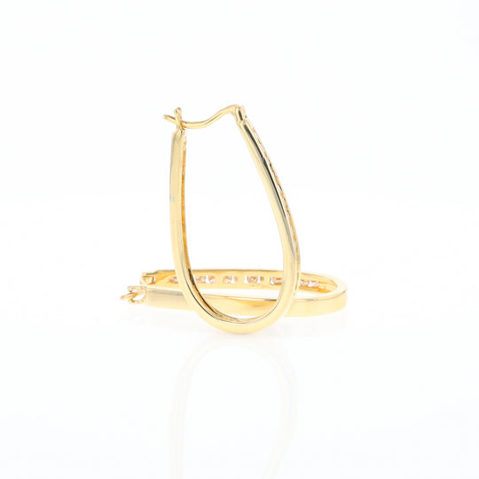 U-Shaped Channel Set Diamond Hoop Earrings