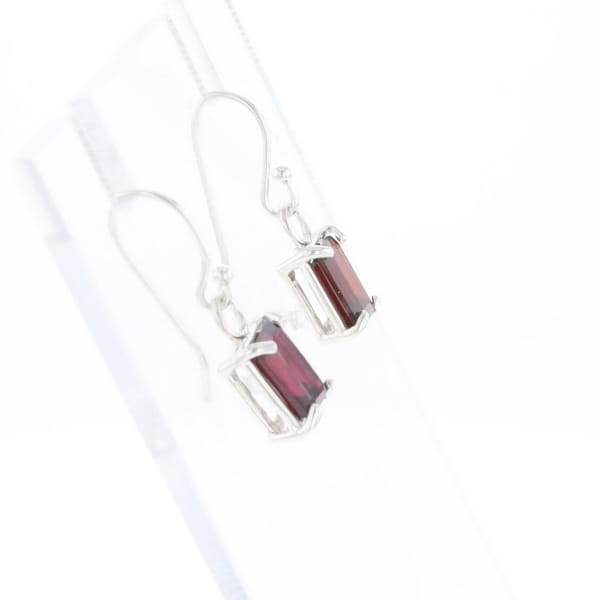 Emerald Cut Garnet Earrings