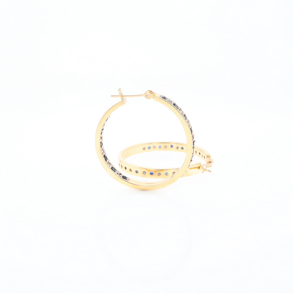 Sapphire & Diamond Hoop Earrings