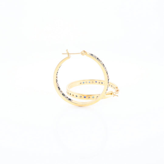 Sapphire & Diamond Hoop Earrings