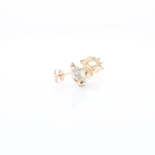 Bypass Peridot and Diamond Stud Earrings