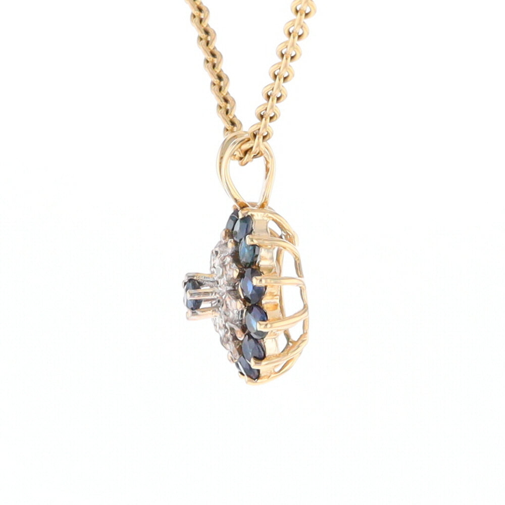 Round Diamond & Sapphire Cluster Pendant