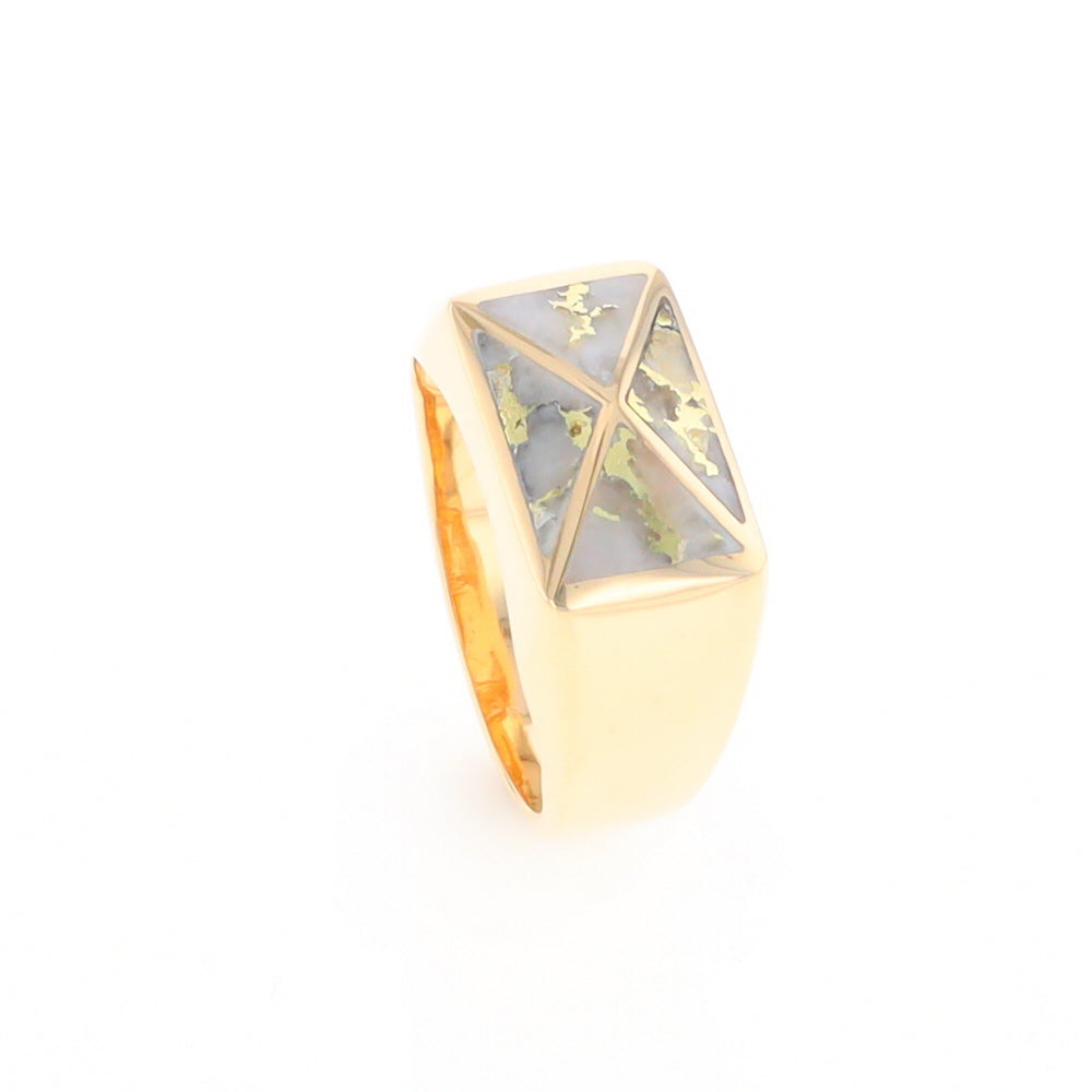 Four Section Gold Quartz Inlaid Men's Ring G2