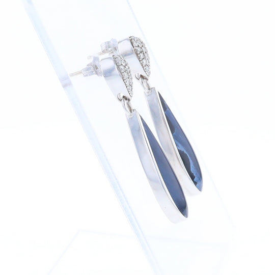 Natural Pietersite Inlaid Teardrop 0.22ctw Diamond Earrings