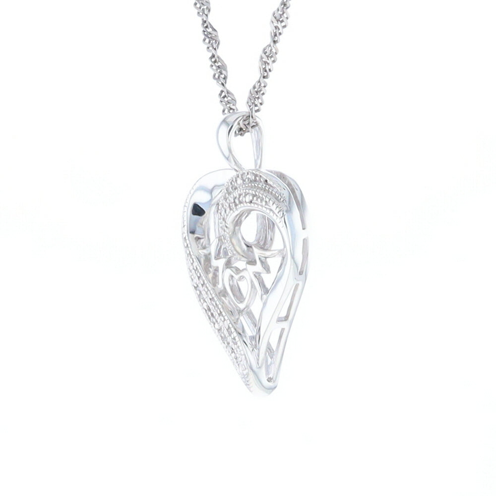 "MOM" Diamond Heart Pendant