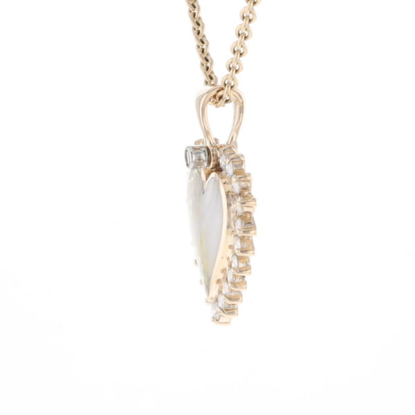 Gold Quartz Heart Shape Inlaid .55Ctw Diamond Pendant