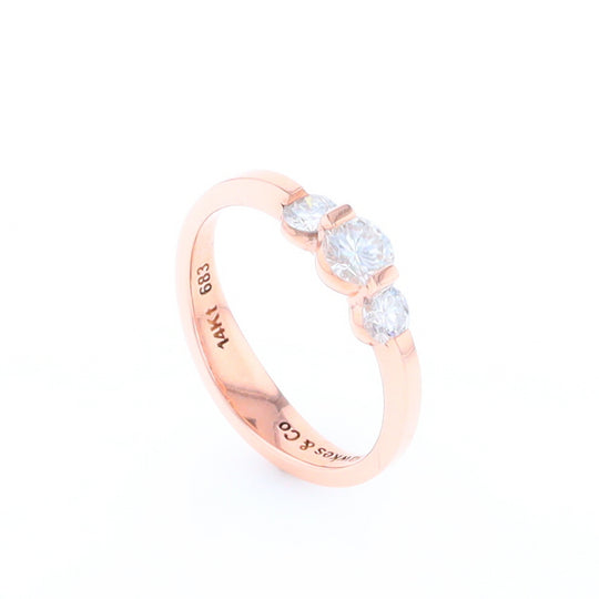 Rose Gold Three-Stone Engagement Ring