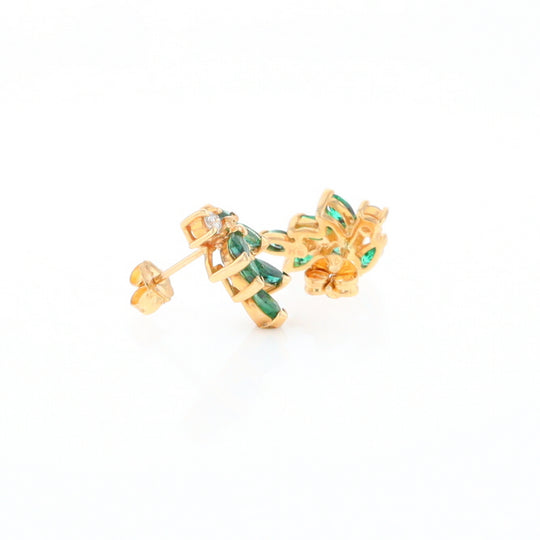 Marquise Emerald Cluster Stud Earrings