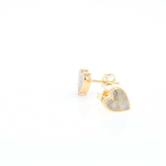 Gold Quartz Heart Stud Earrings - G2