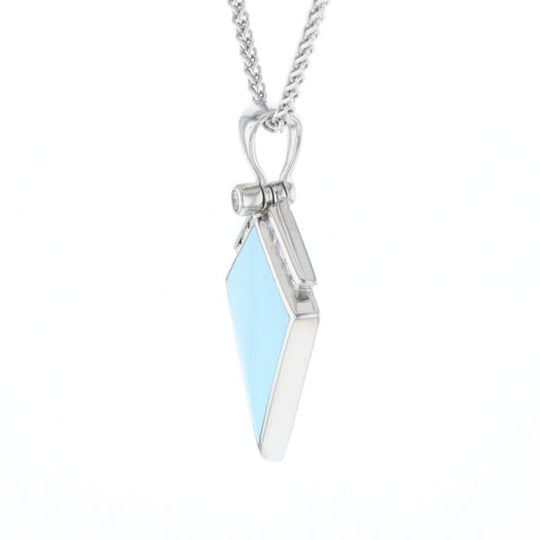 Sleeping Beauty Turquoise Kite Shaped Inlaid Pendant with 0.19ctw Diamonds